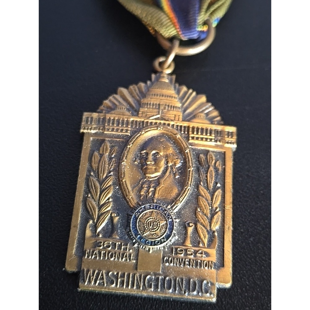1954 American Legion Convention Delegate Ribbon Medal Badge George Washington DC - Picture 2 of 6